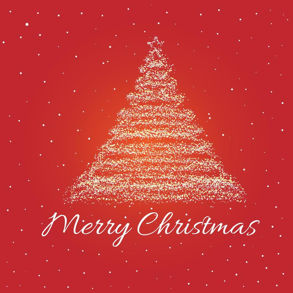 Merry Christmas card with glowing Christmas tree, Merry Christmas greeting card vector