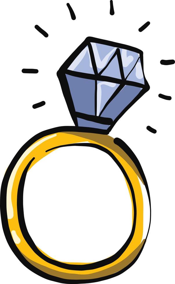 Diamond ring, illustration, vector on a white background.