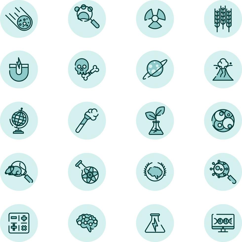 Science icon set, illustration, vector on a white background.