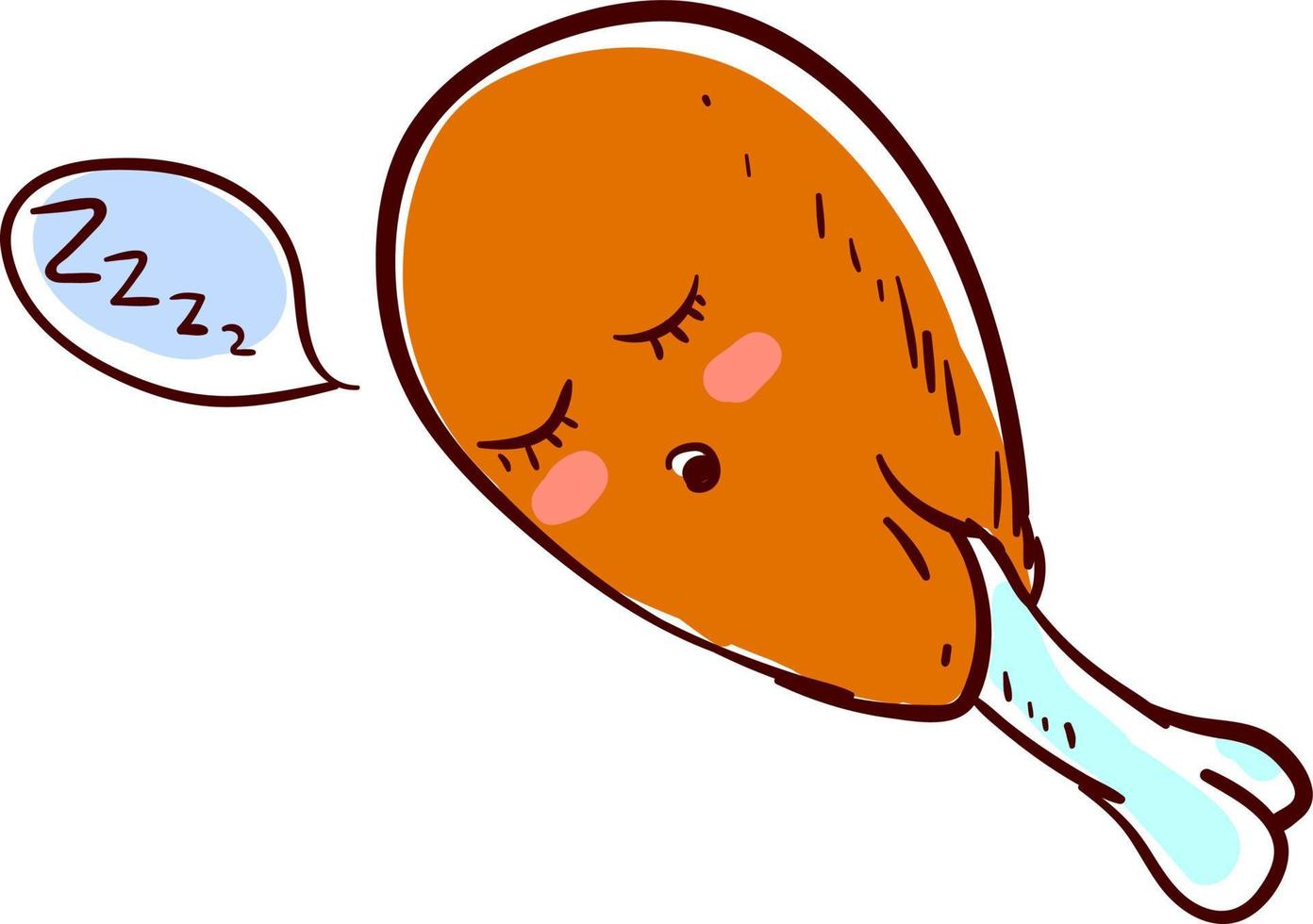 Sleeping chicken leg, illustration, vector on white background.
