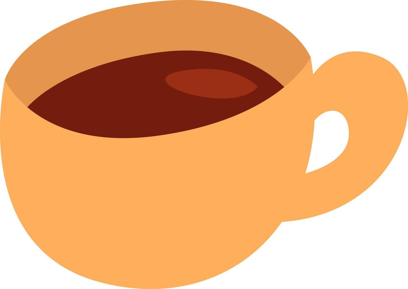 Orange cup with coffee, illustration, vector on a white background.