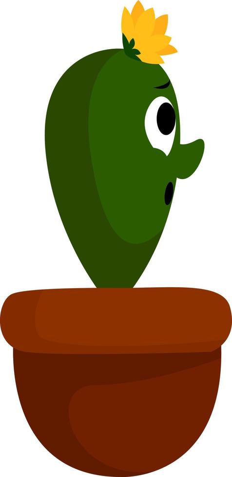 Cactus in pot, illustration, vector on white background.