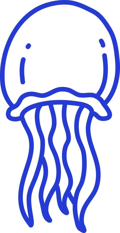 Blue sea jellyfish, illustration, vector on a white background.