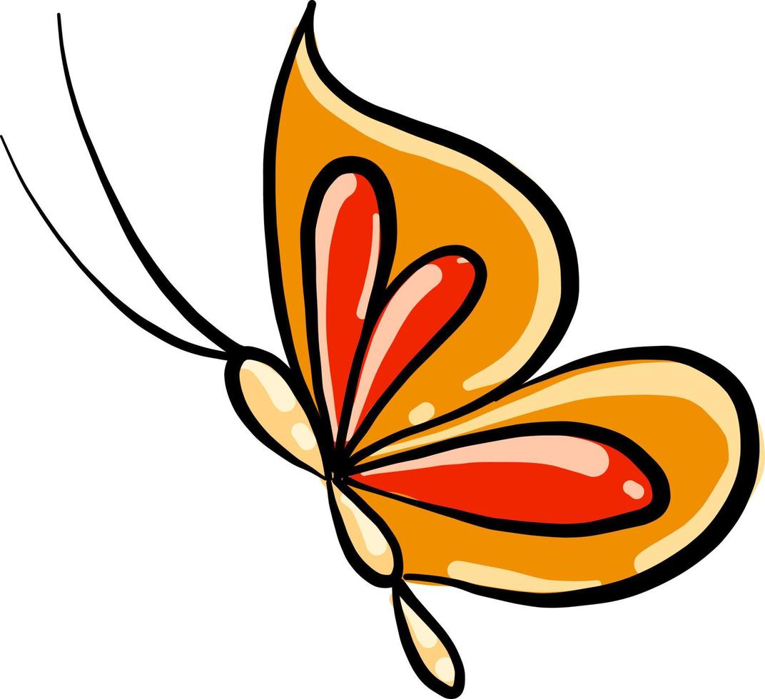 Orange butterfly, illustration, vector on white background