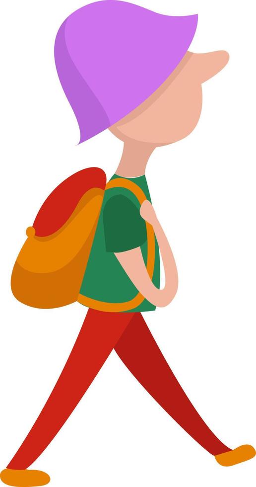 Tourist with backpack, illustration, vector on white background