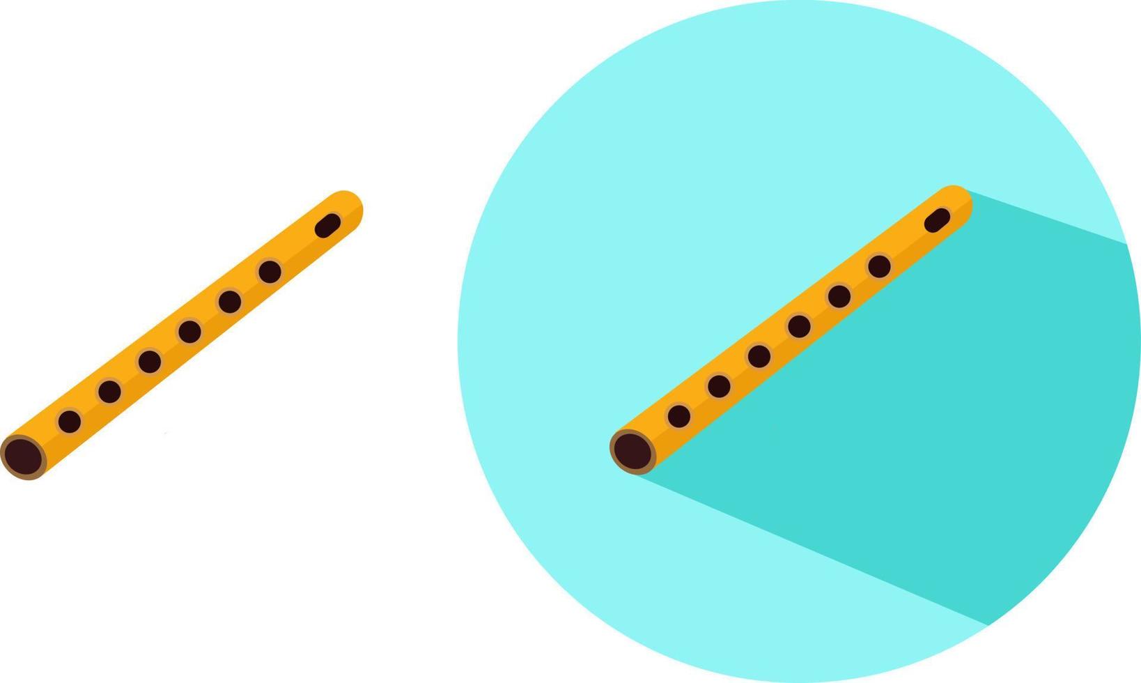 Yellow flute ,illustration, vector on white background.