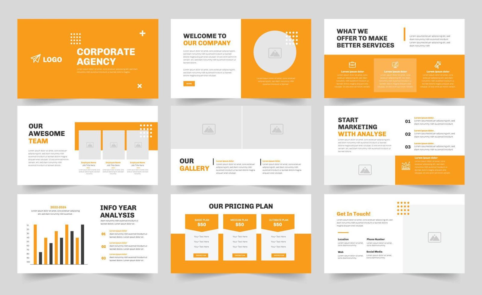 Corporate Agency Presentation or Agency Presentation Side or Business Slide Design vector
