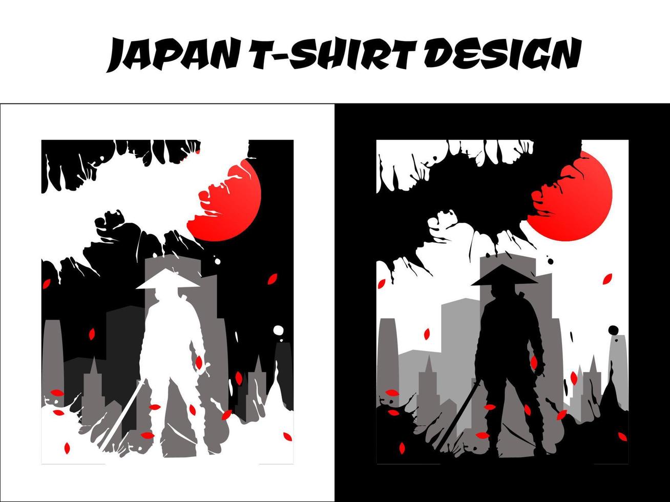 ilustración de vector de samurai urbano, vector samurai de Japón de silueta para el concepto de camiseta de diseño, samurai de silueta, diseño de camiseta japonesa, silueta para un tema japonés