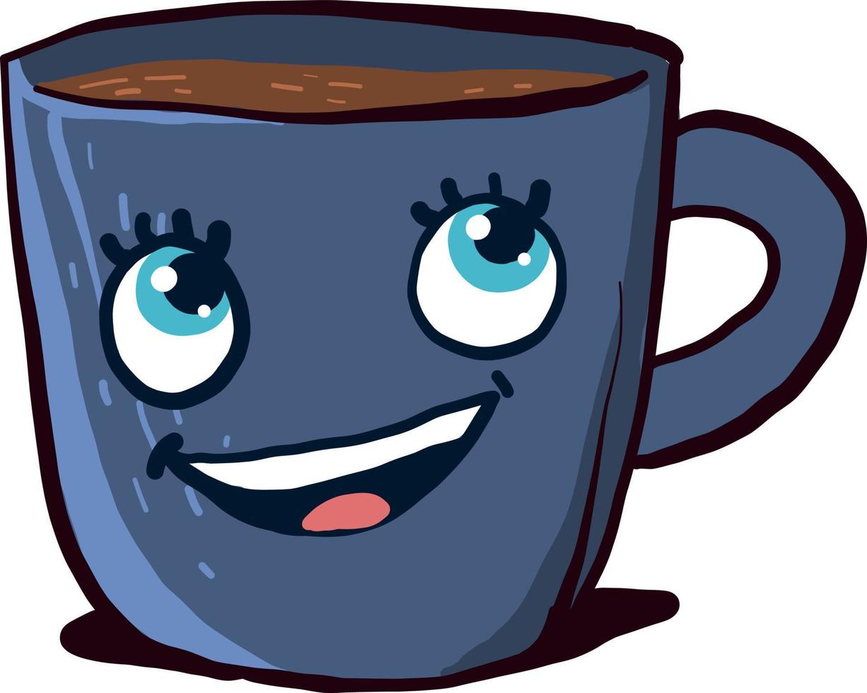 Blue cup, illustration, vector on white background