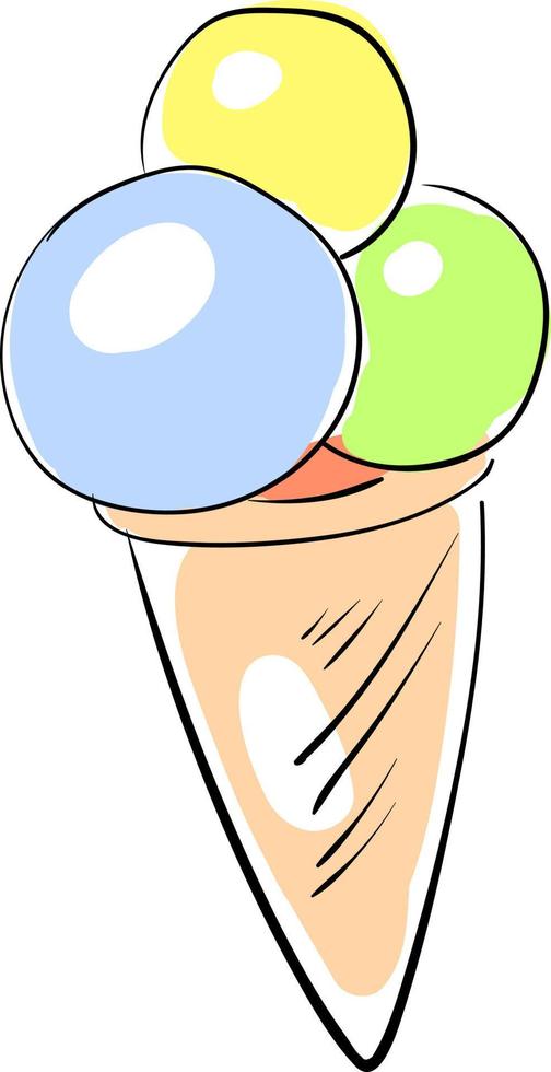 Sweet ice cream, illustration, vector on white background.