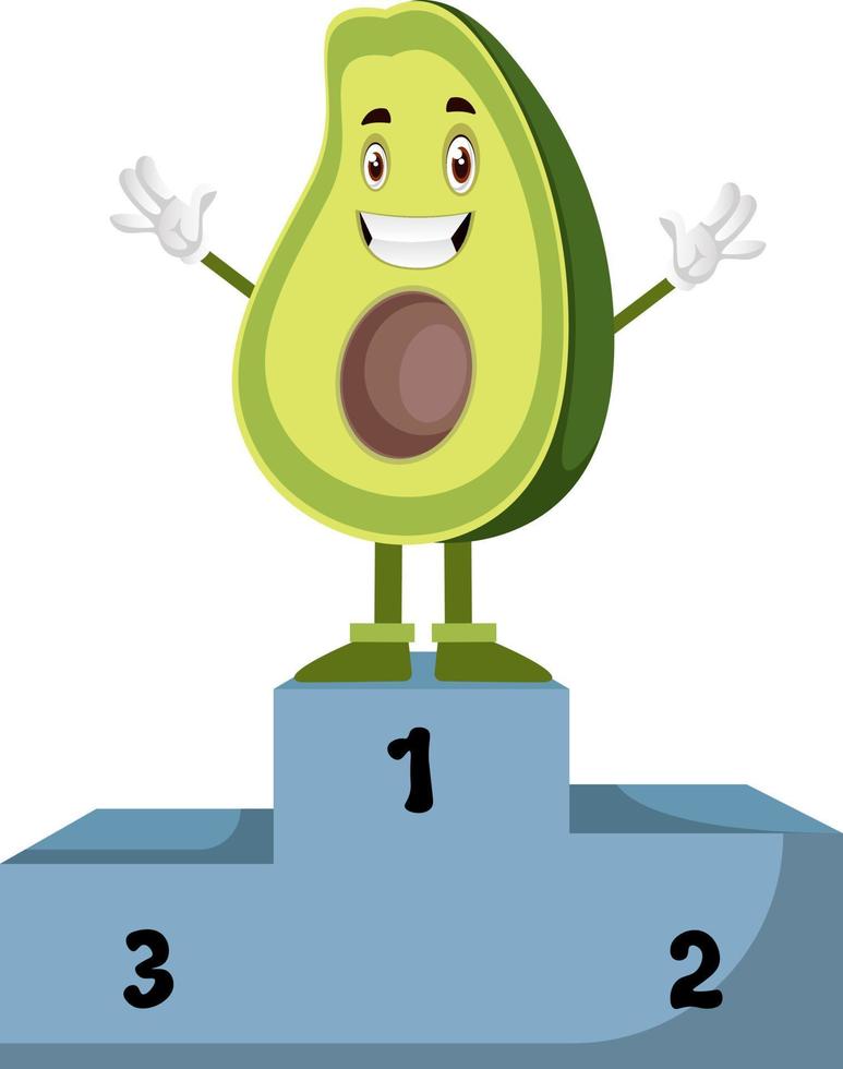 Avocado is winner, illustration, vector on white background.