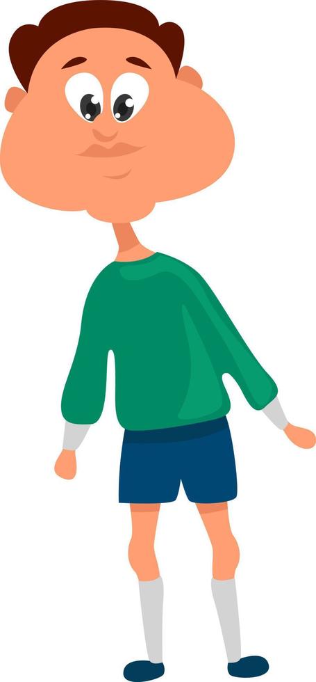 Man in green sweater, illustration, vector on white background