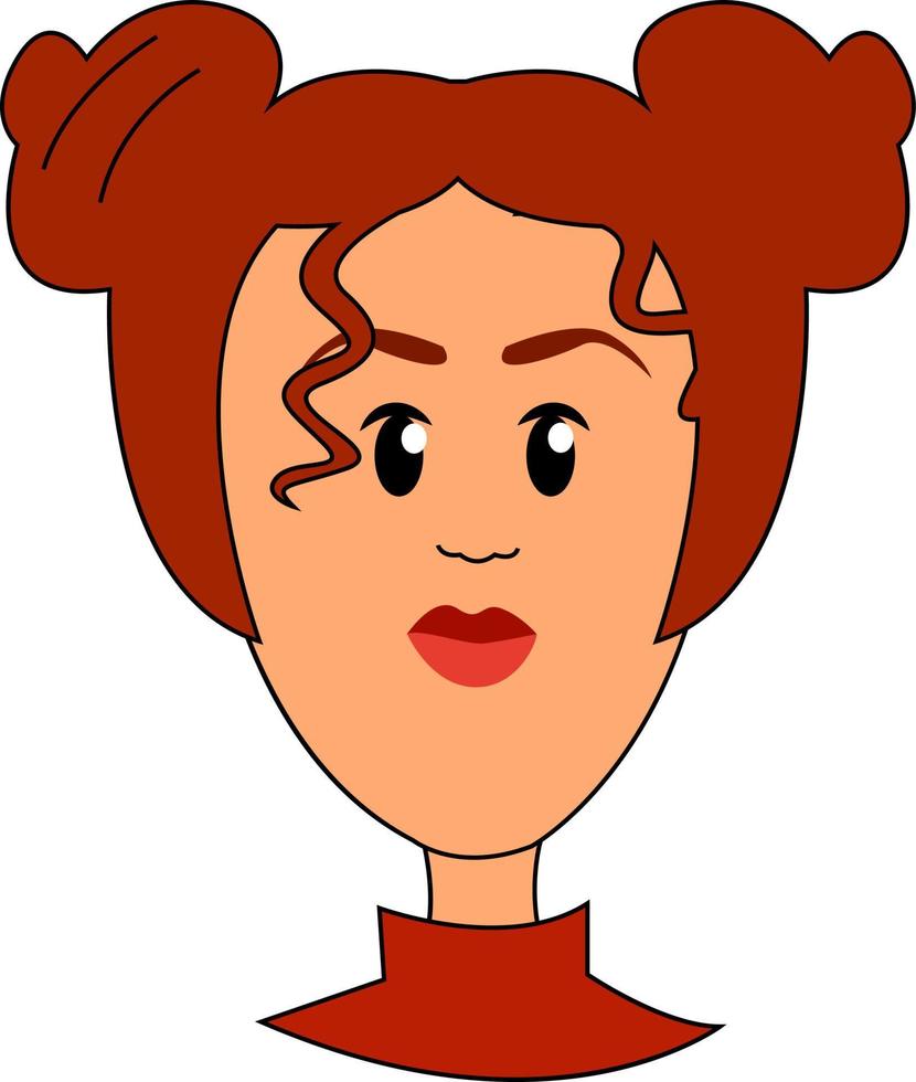 Girl with red hair, illustration, vector on white background.