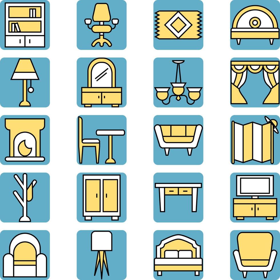 Living room furniture, illustration, vector, on a white background. vector
