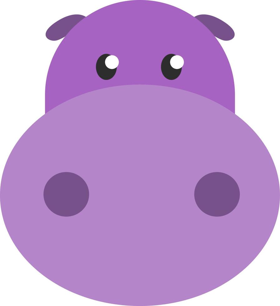 Purple hippo head, illustration, vector on a white background.