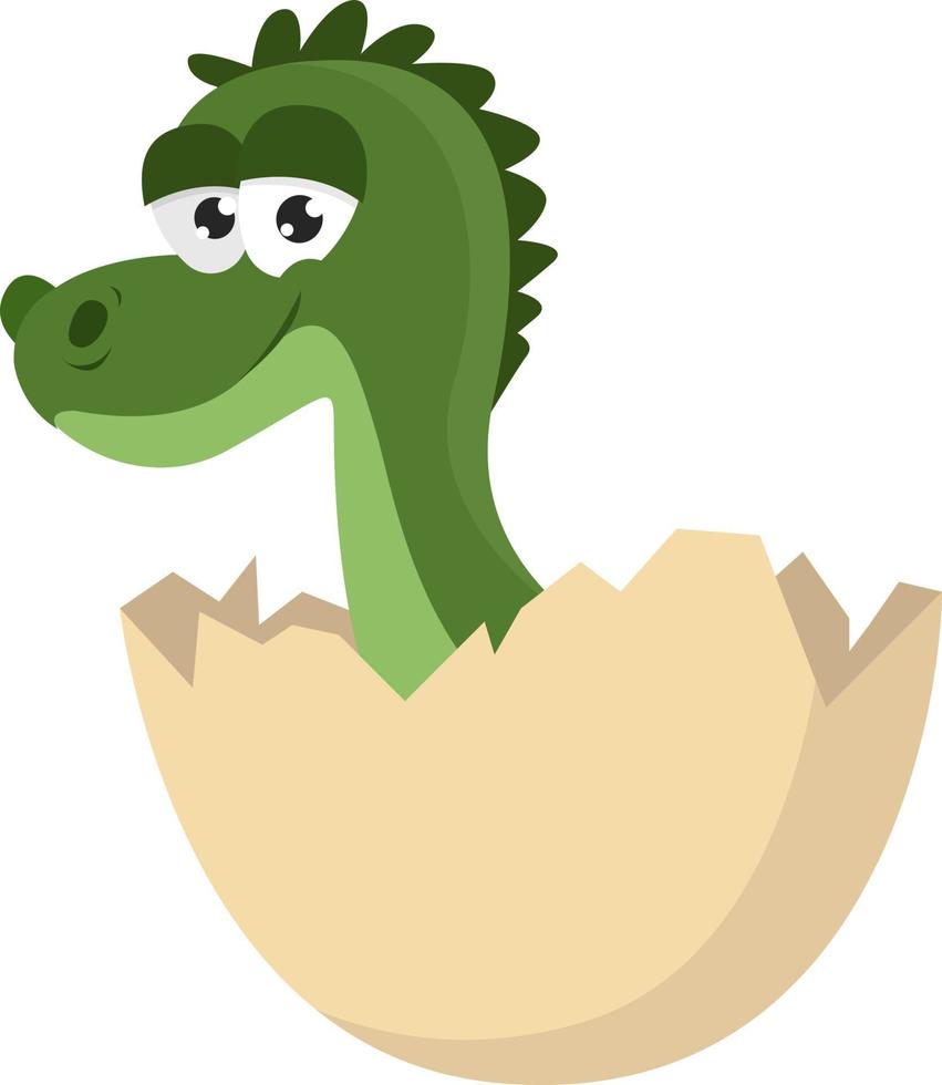 pequeño dinosaurio verde, ilustración, vector sobre fondo blanco.