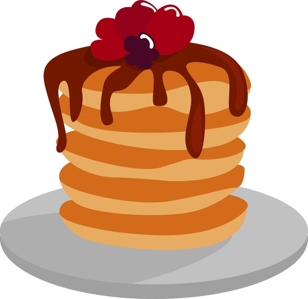 Pancakes on a plate, illustration, vector on white background