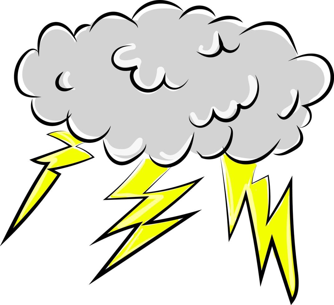 Thunder cloud, illustration, vector on white background.