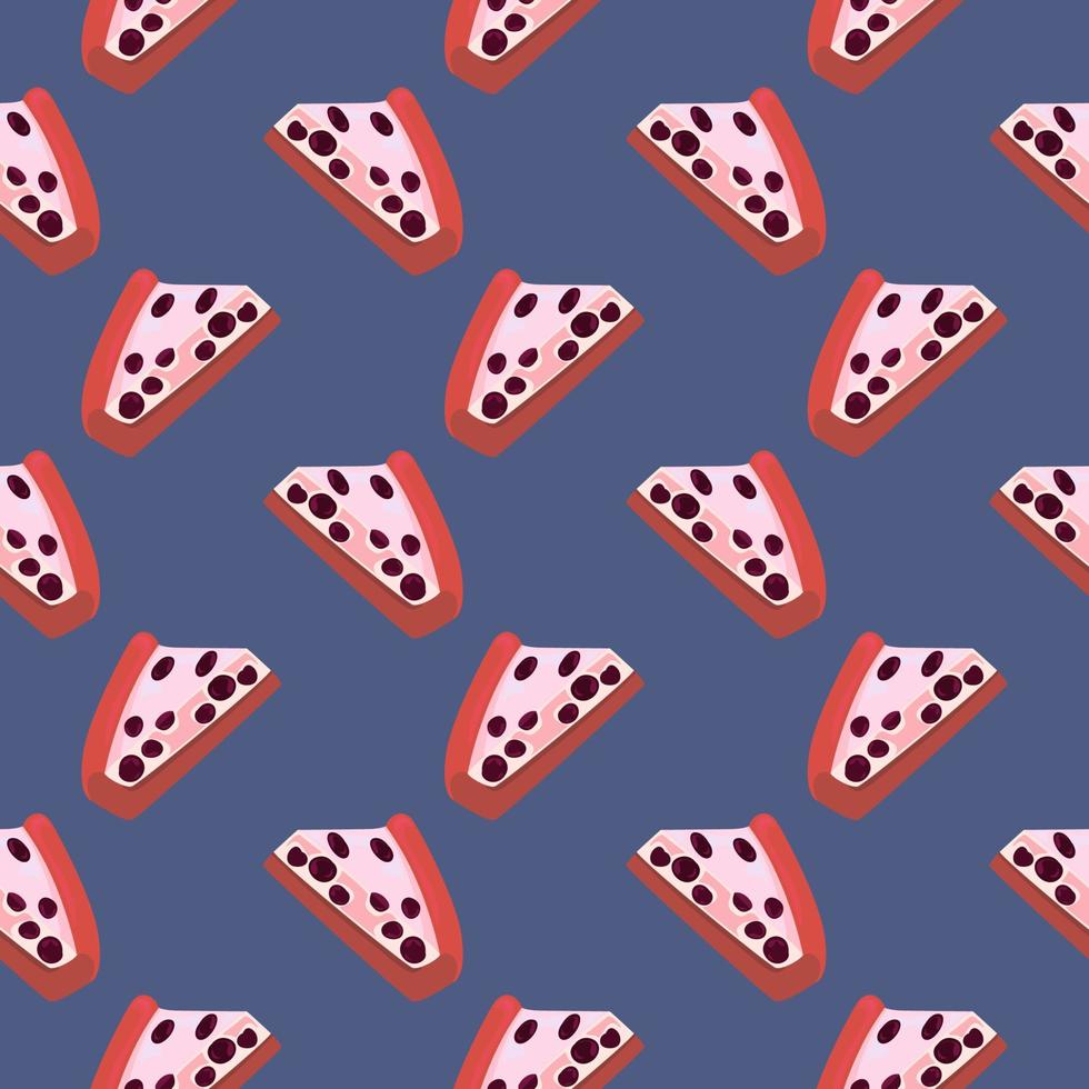 Delicious pie,seamless pattern on dark blue background. vector