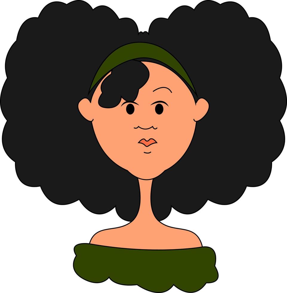 chica con cabello negro, ilustración, vector sobre fondo blanco.