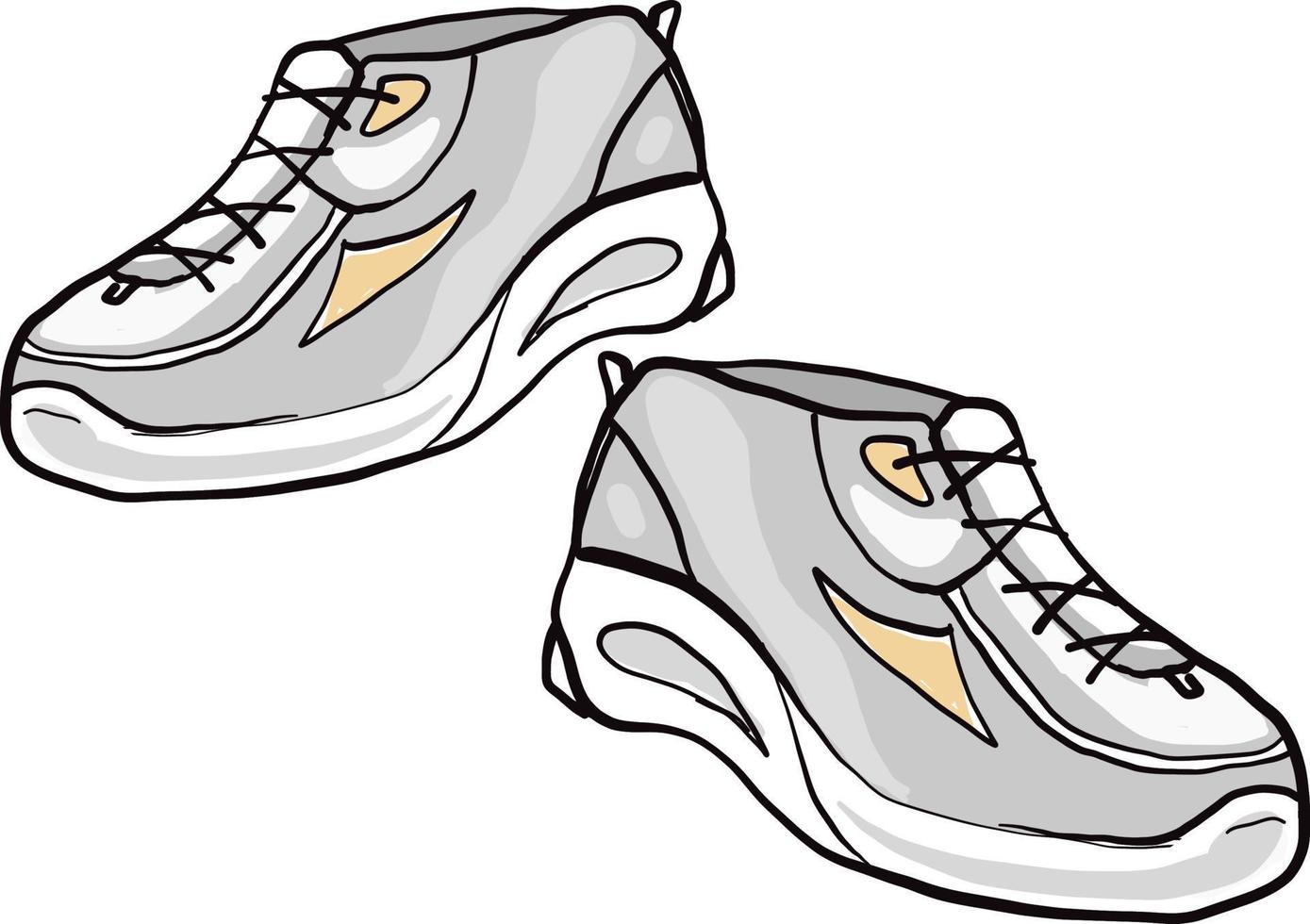 Grey sneakers, illustration, vector on white background