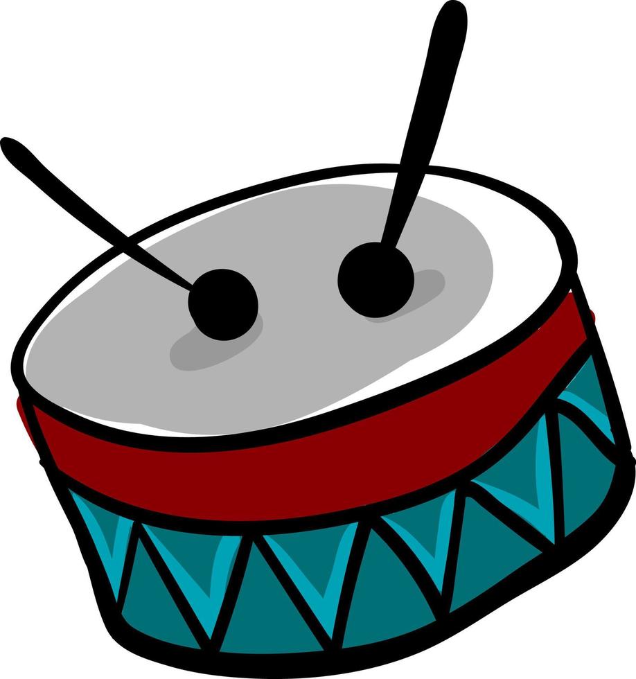 Light blue drum, illustration, vector on white background.