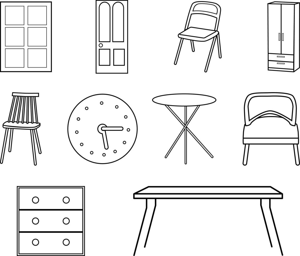 Home elements, icon illustration, vector on white background