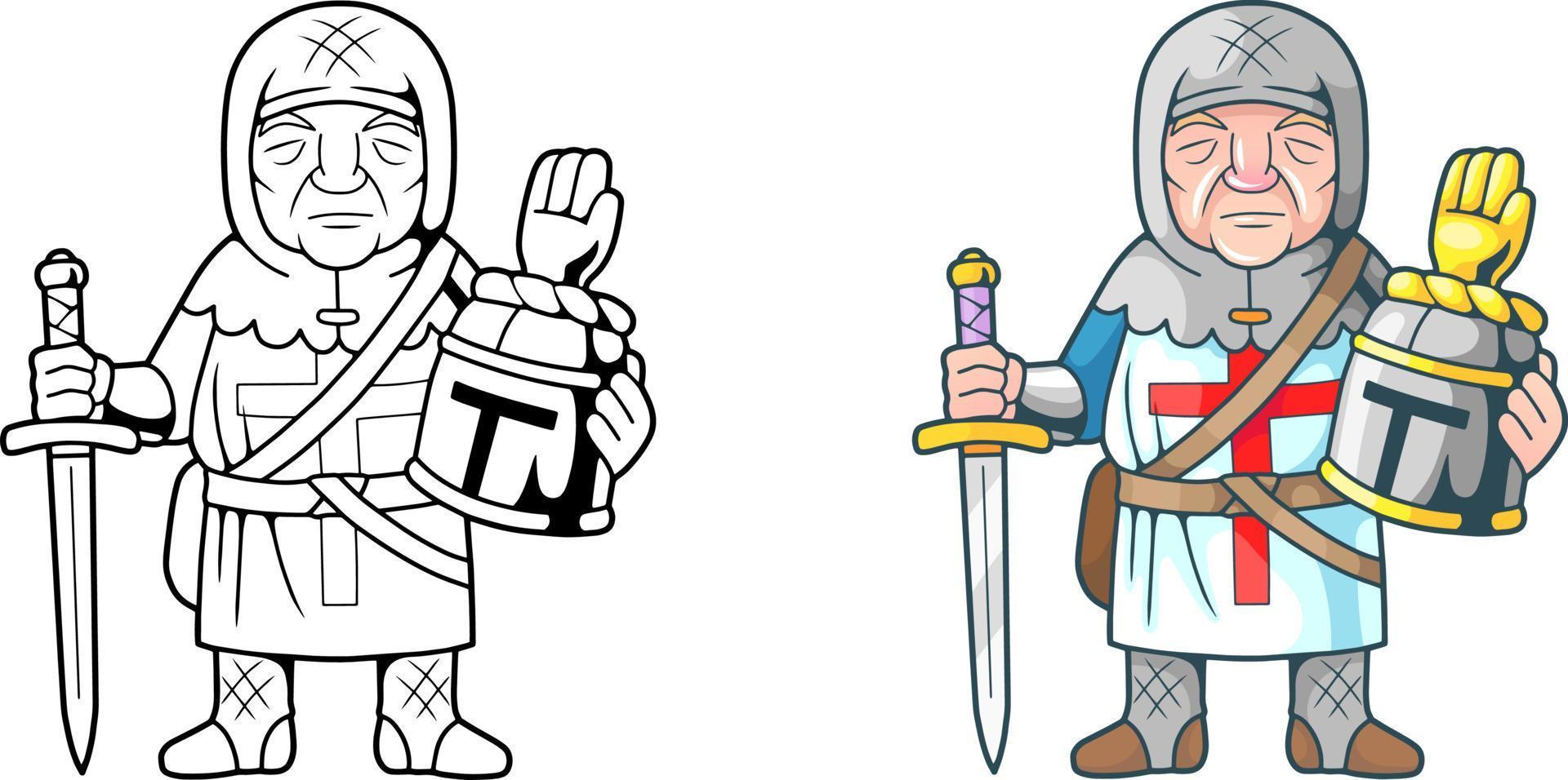 cartoon knight crusader vector