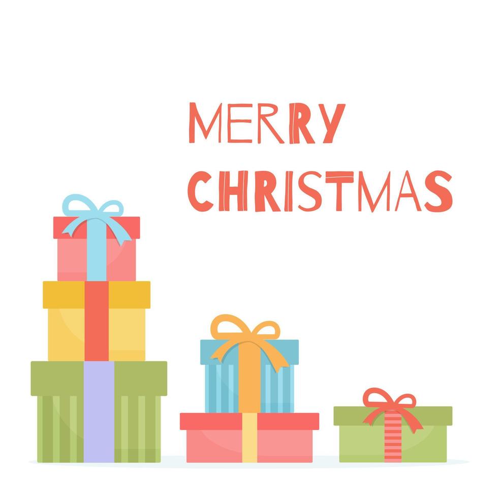 cajas de regalo de navidad. Feliz navidad y próspero año nuevo. diseño para tarjetas de felicitación, postales, web, carteles. estilo plano vector