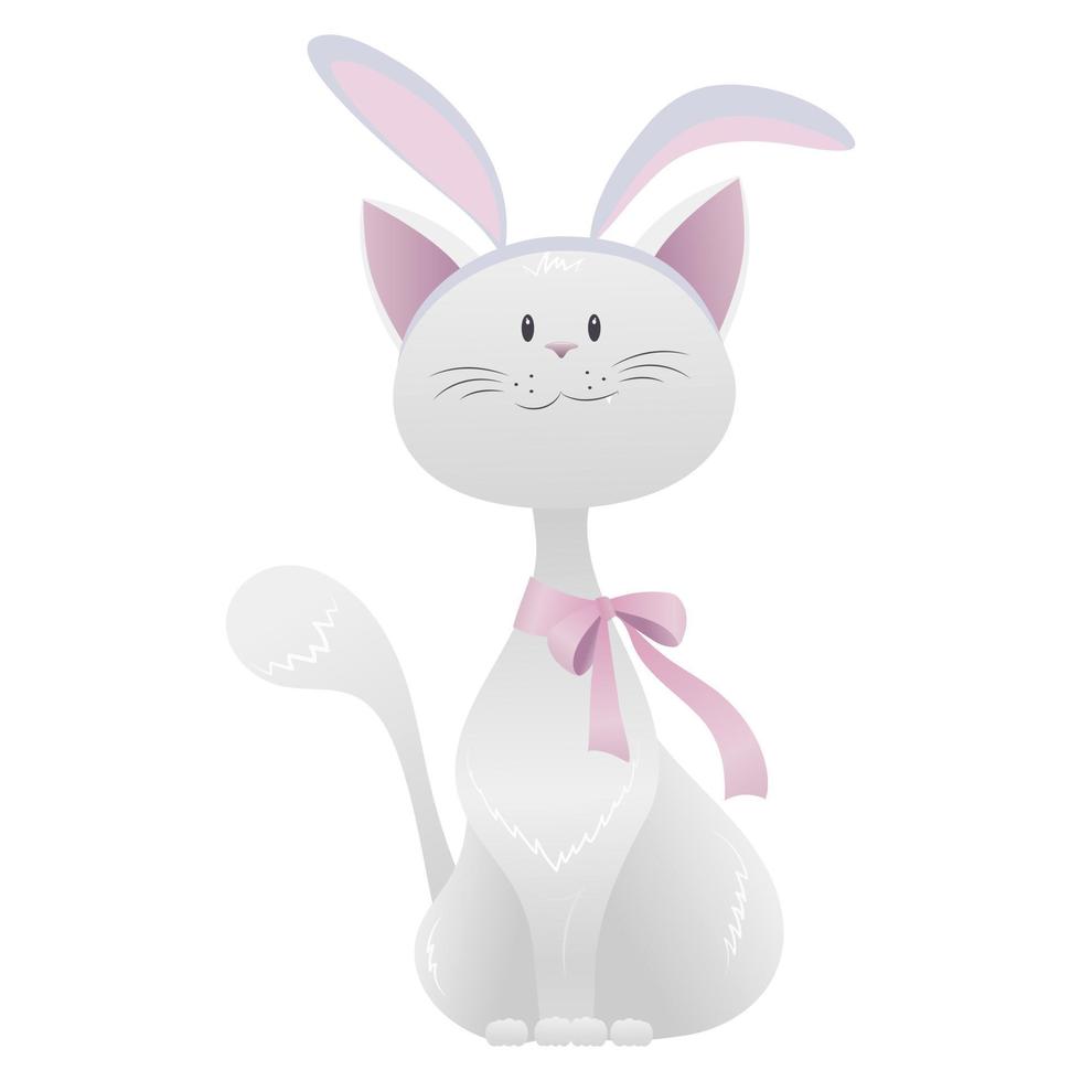 Cute cat with bunny ears vector