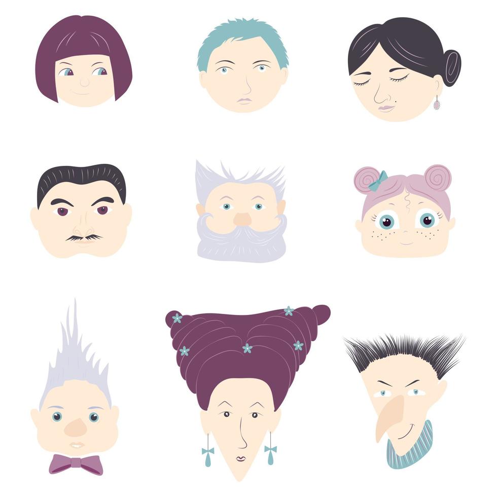 Cartoon Faces set vector