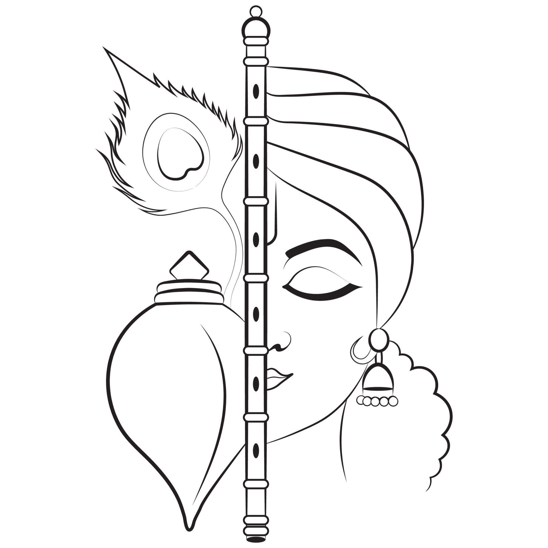 krishna ji line art vector illustration 13724720 Vector Art at Vecteezy