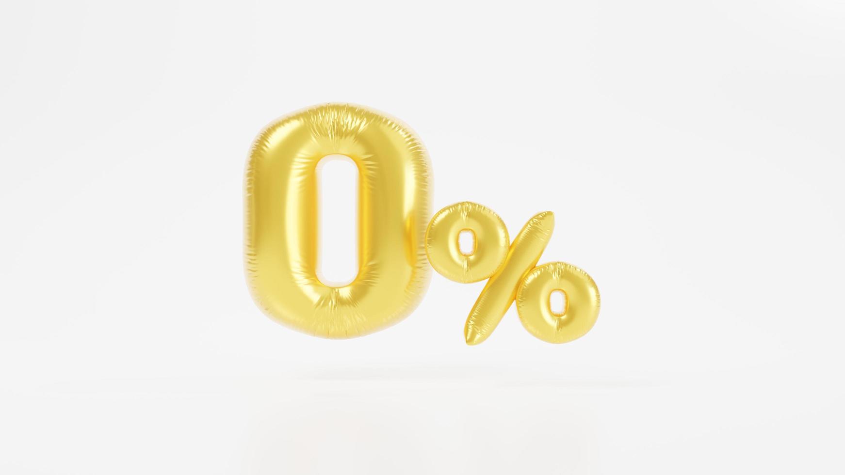 Gold percentage zero or 0. Made with realistic and white background,  3D rendering photo