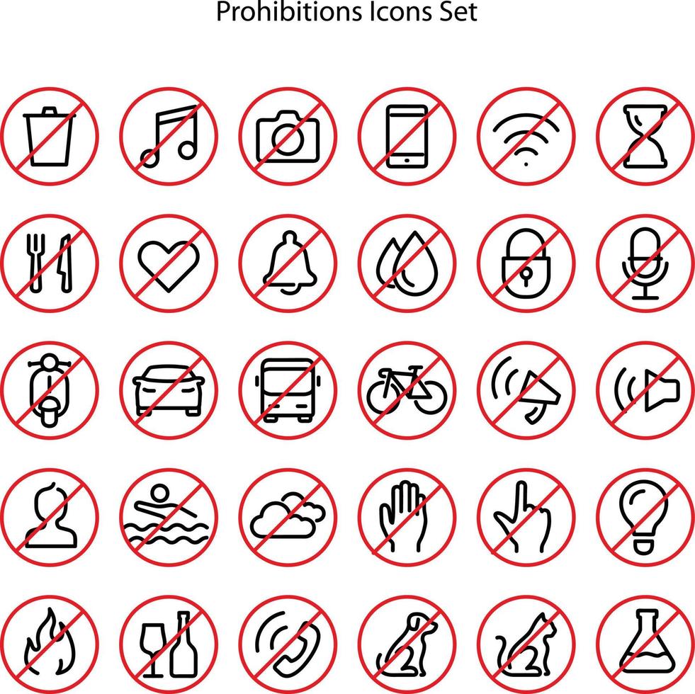 icono de vector prohibido de red web e iconos originales. modelo plano creado a partir de un pictograma prohibido. conjunto de iconos de prohibición