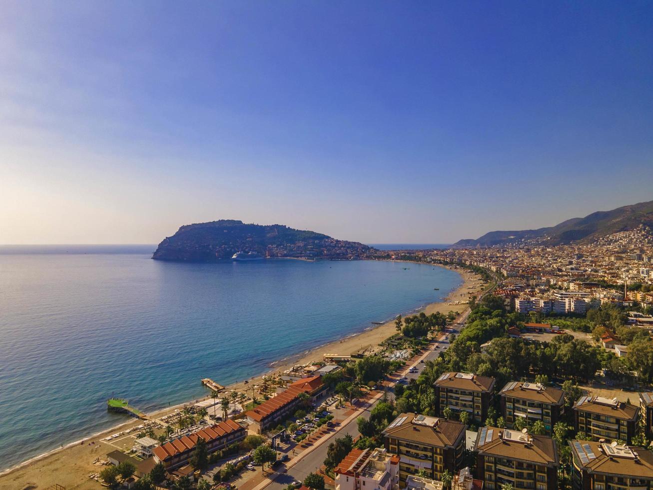 Aerial city and magnificent sea view. free photo