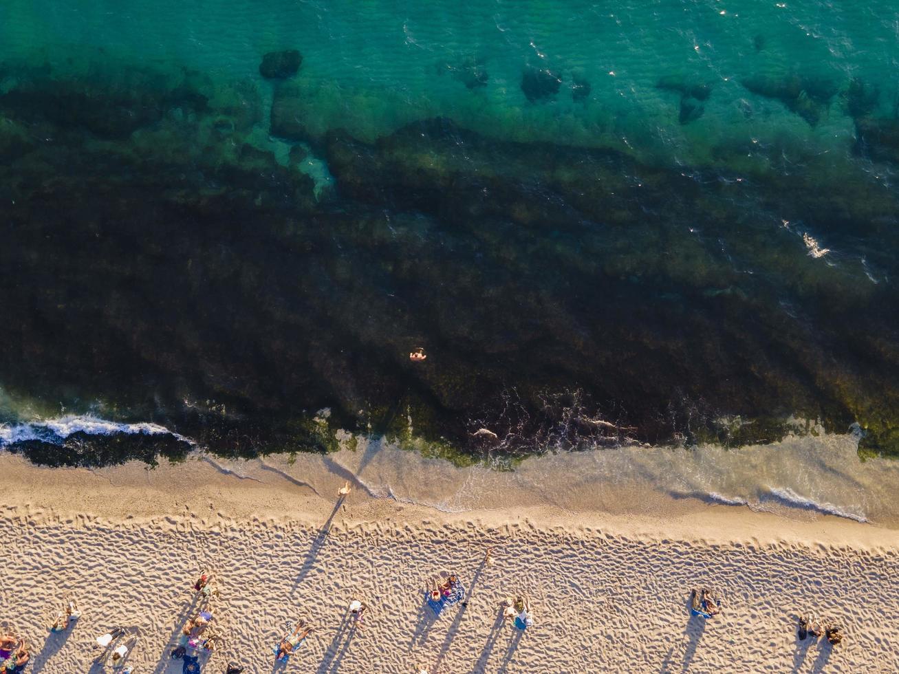 world famous Alanya Cleopatra beach. aerial photo of the beach. amazing summer vacation