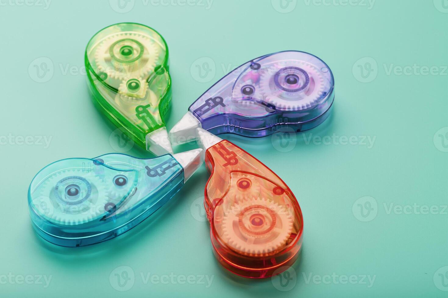 Multicolored Stationery correction tapes on a blue background. 13725673 Stock Photo at Vecteezy