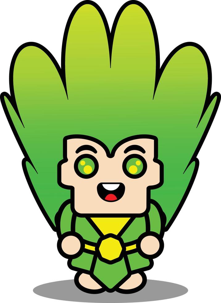unique hair vector cartoon character illustration in green and yellow colors