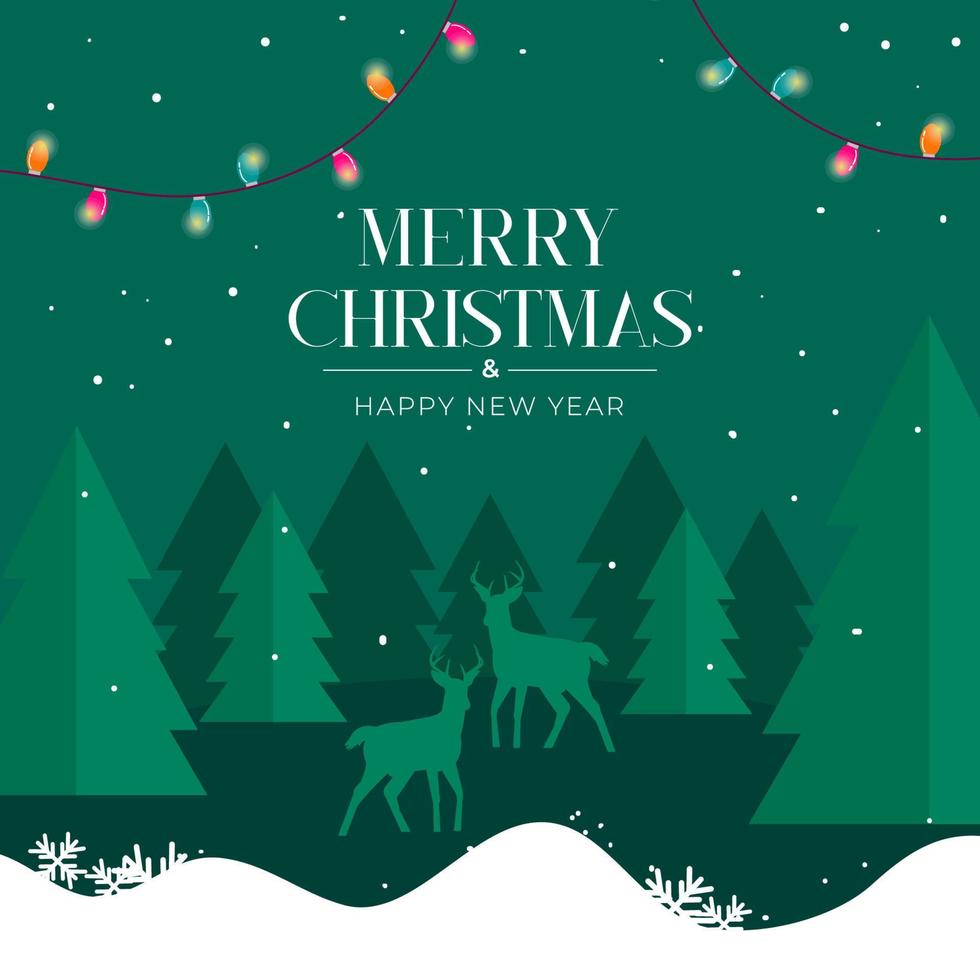 Simple christmas tree and reindeer social media post wallpaper vector