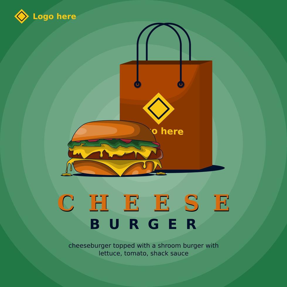 diseño de anuncios de redes sociales de hamburguesa con queso vector