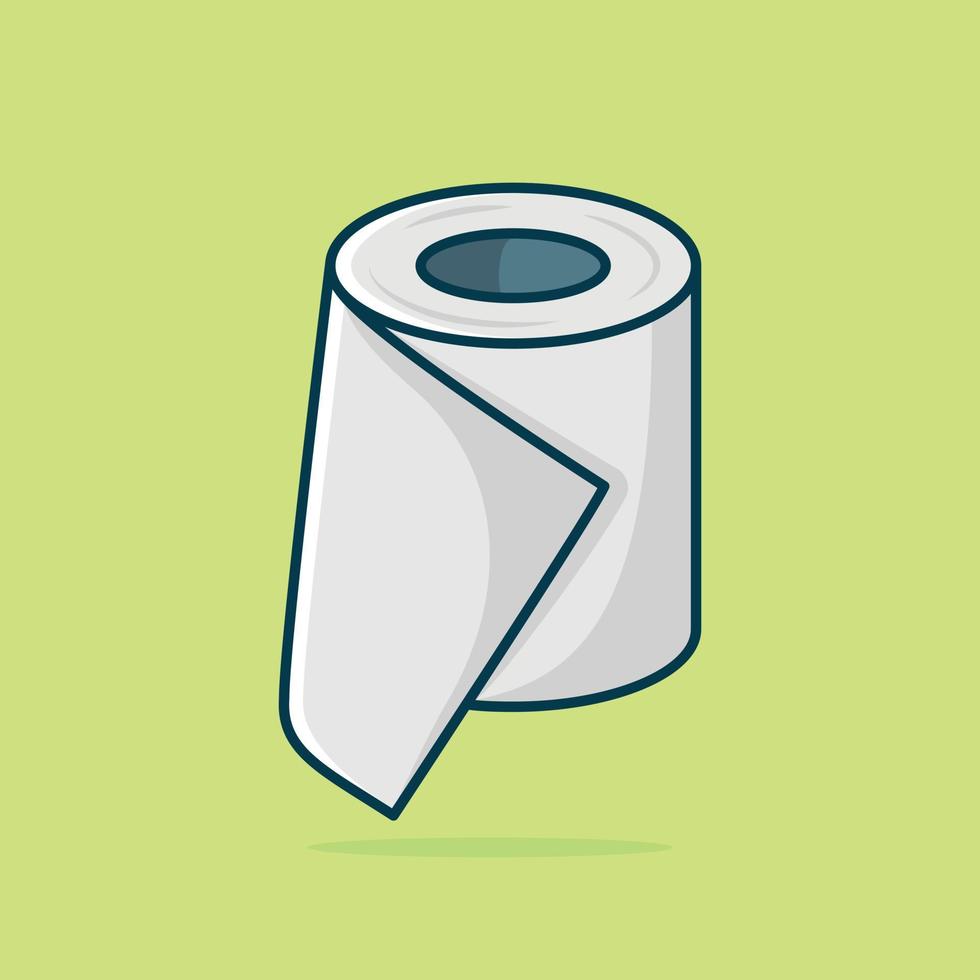 Toilet Tissue Paper Roll Vector Icon Illustration. Healthcare And Medical Icon Concept White Isolated. Flat Cartoon Style Suitable for Web Landing Page, Banner