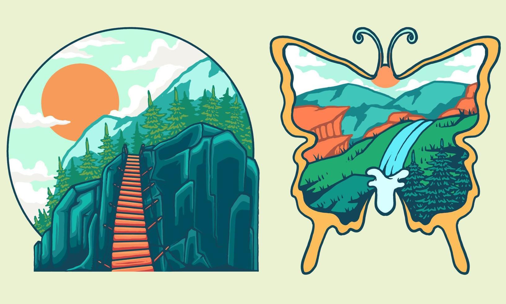 nature badge vector illustration