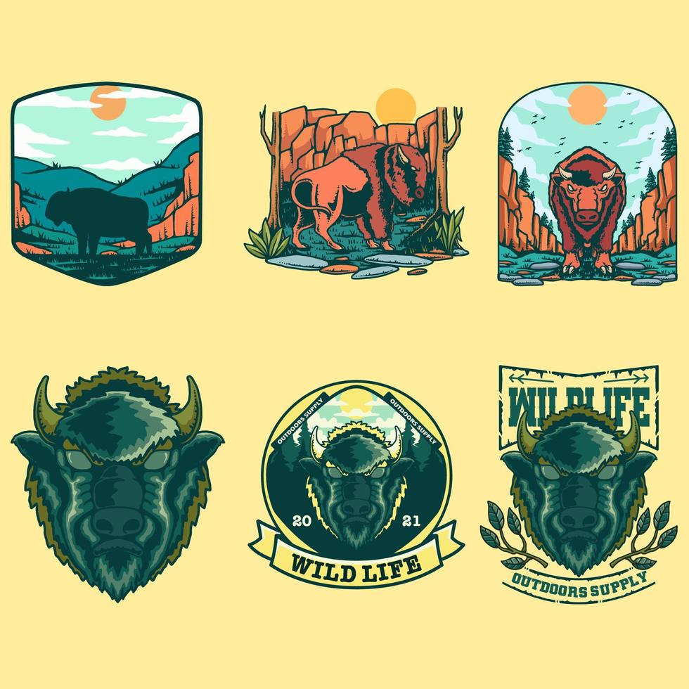 bison print set vector