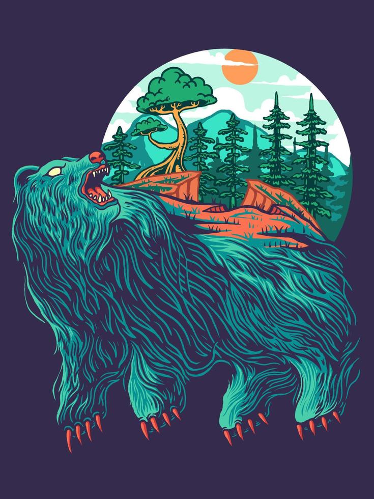 bear nature vector illustration