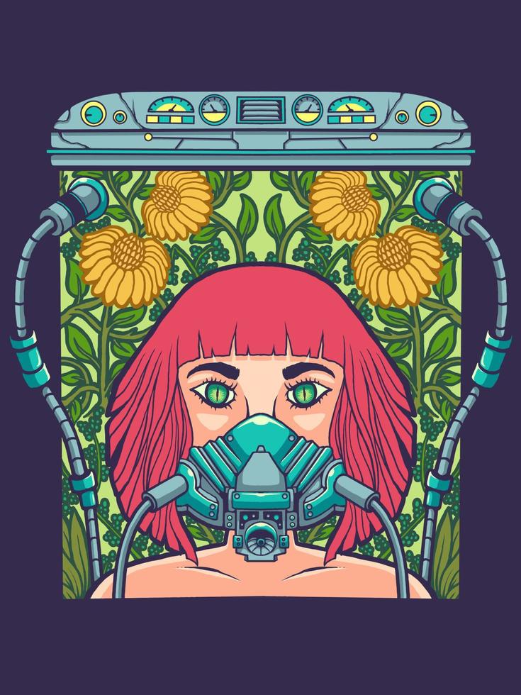 girl with mask vector