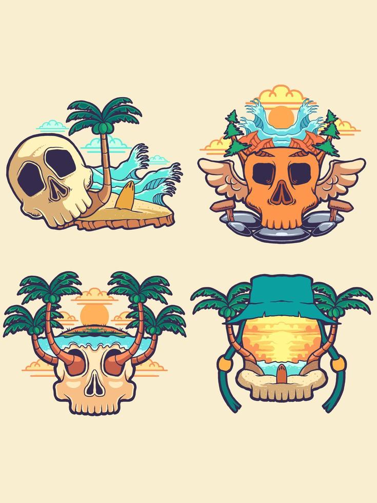 skull land set vector