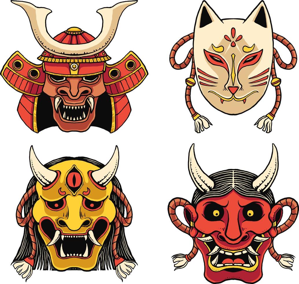 japan mask set vector