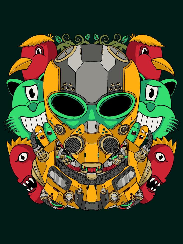 cyborg mask illustration vector
