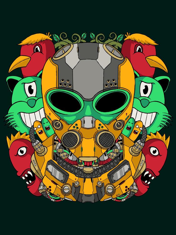 cyborg mask illustration vector