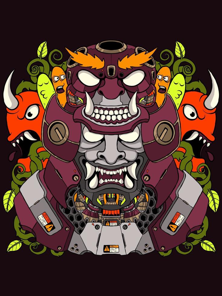 cyborg warrior vector illustration